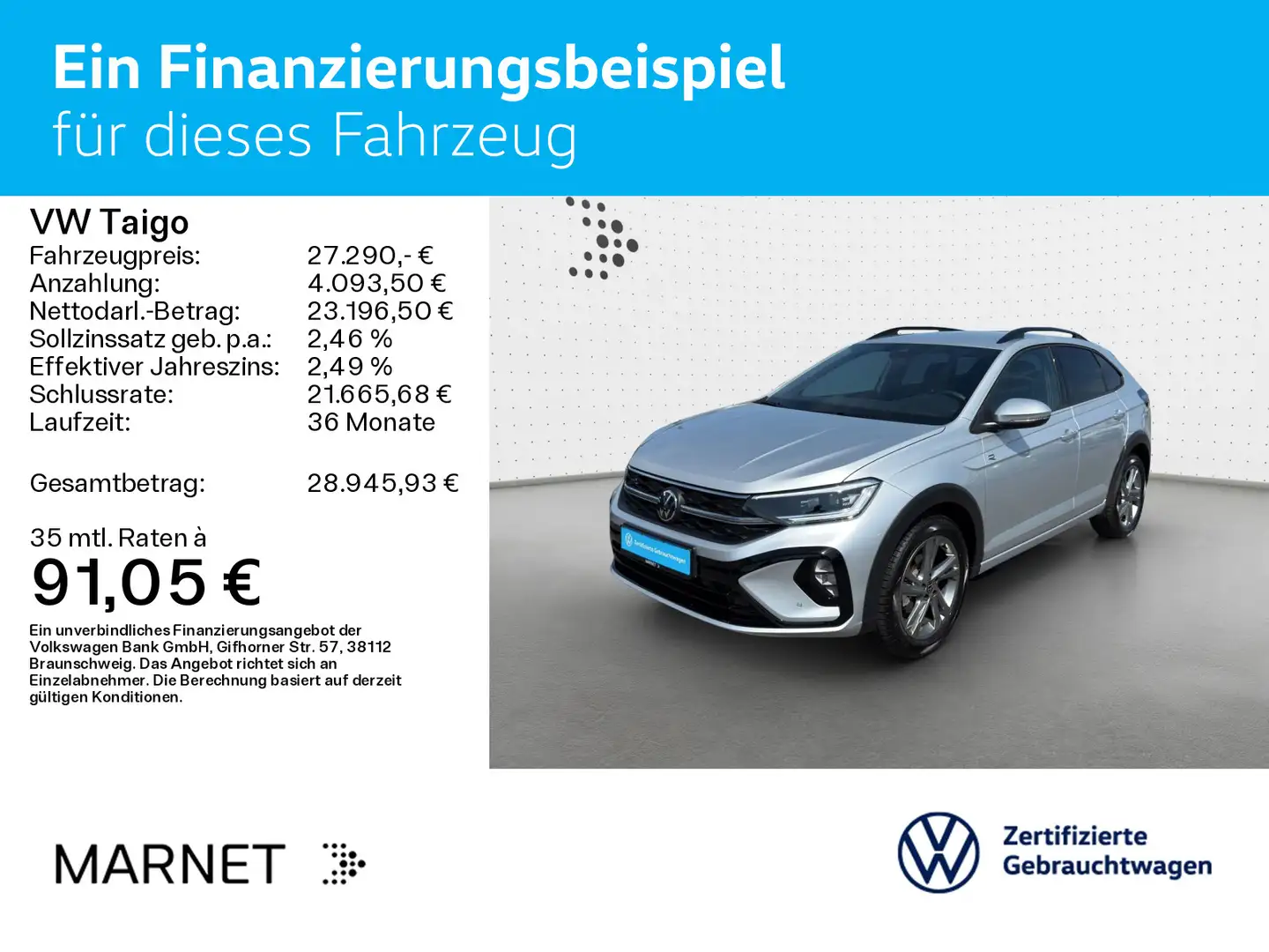 Volkswagen Taigo 1.5 TSI DSG R-Line*NAVI*ASG*LED* Silber - 2