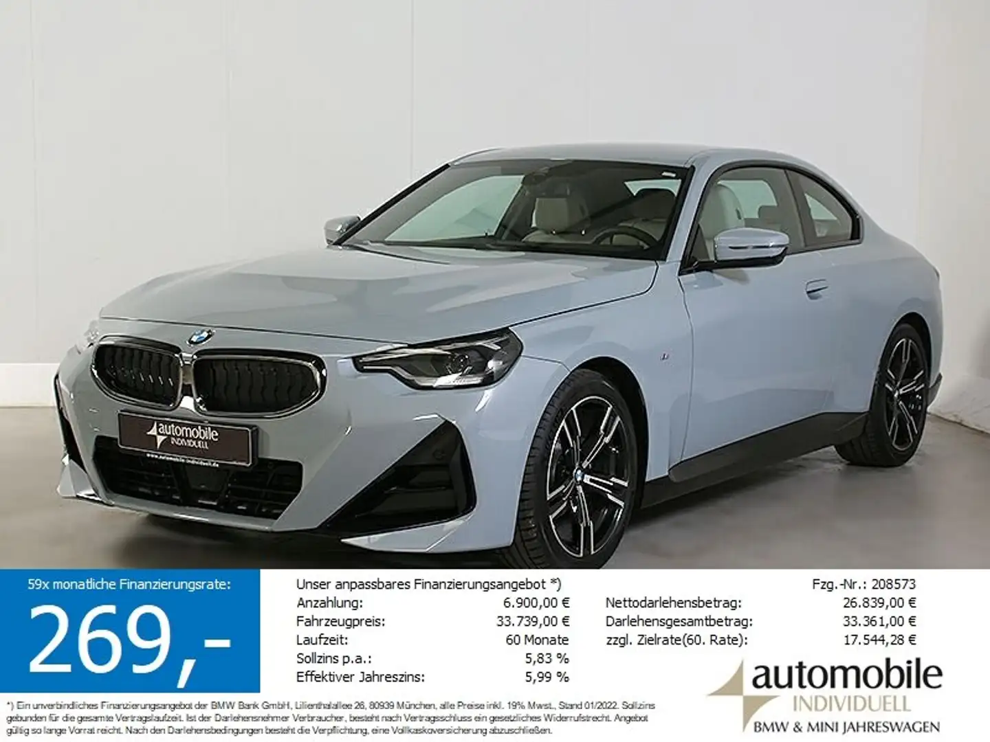 BMW 218 i Coupé M Sportpaket Widescreen LED DAB Leder Grau - 1