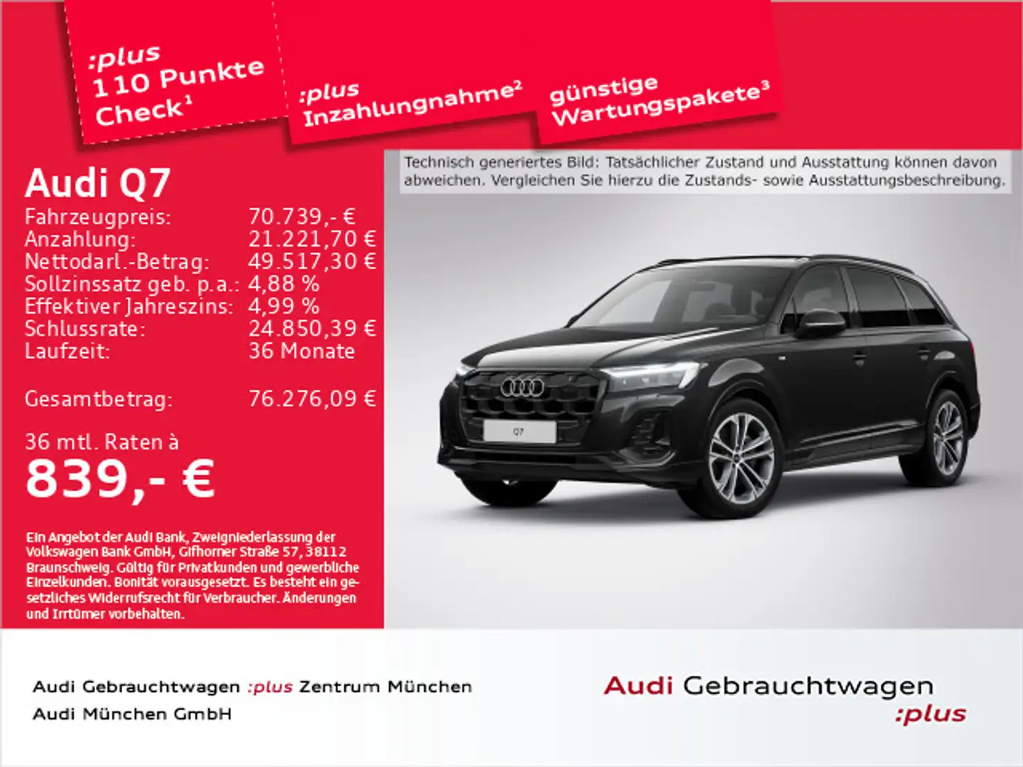 Audi Q7 50 TDI qu. S line Pano/7-Sitzer/AHK/Matrix Schwarz - 1