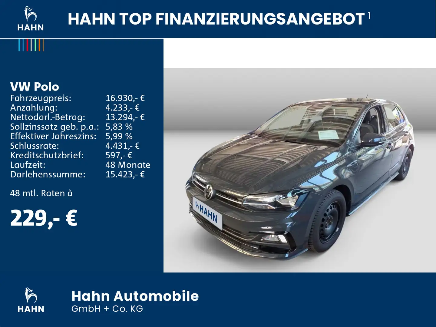 Volkswagen Polo 1.0TSI R-Line App-Conn Sitzh FrontAssist Cl Schwarz - 2