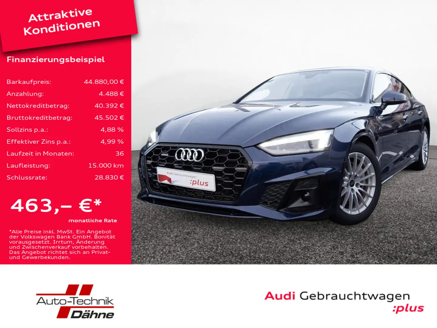 Audi A5 Sportback S line 40 TFSI quattro S tronic Blau - 1