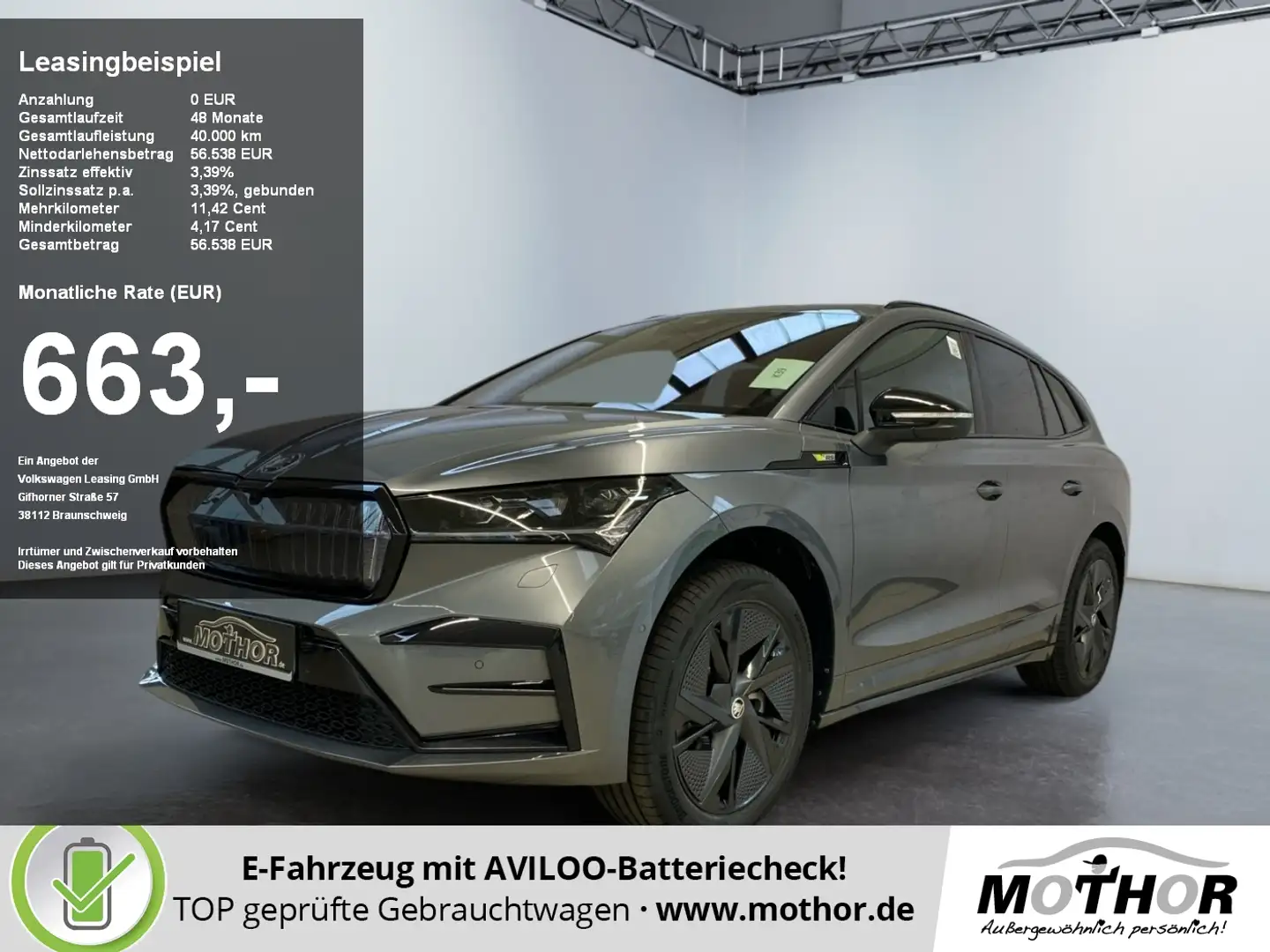 Skoda Enyaq RS 82 kWh 4x4 4xSitzheizung Travel Assist Šedá - 1