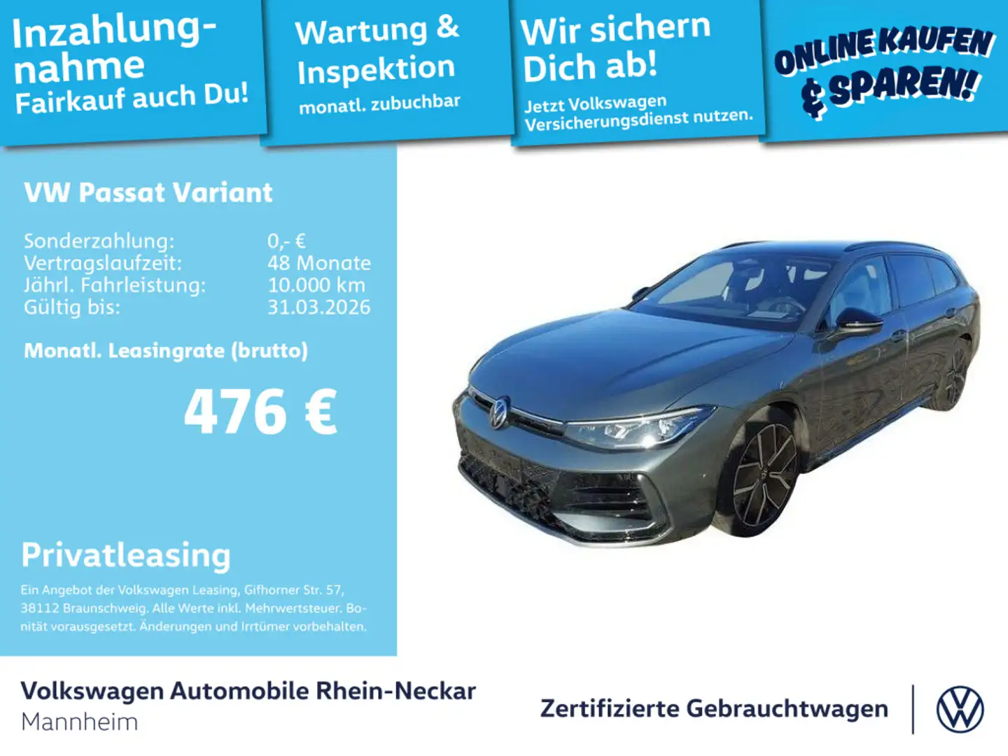 Volkswagen Passat Variant 2.0 TDI R-Line DSG 4Motion GAR203 Grau - 1