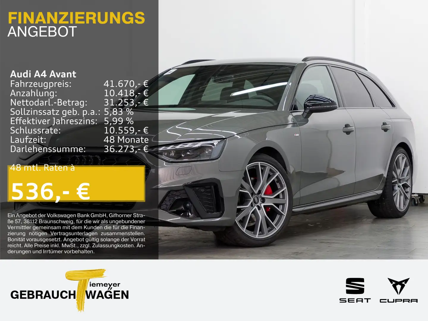 Audi A4 40 TFSI Q 2x S LINE LM19 MATRIX AHK Grau - 1