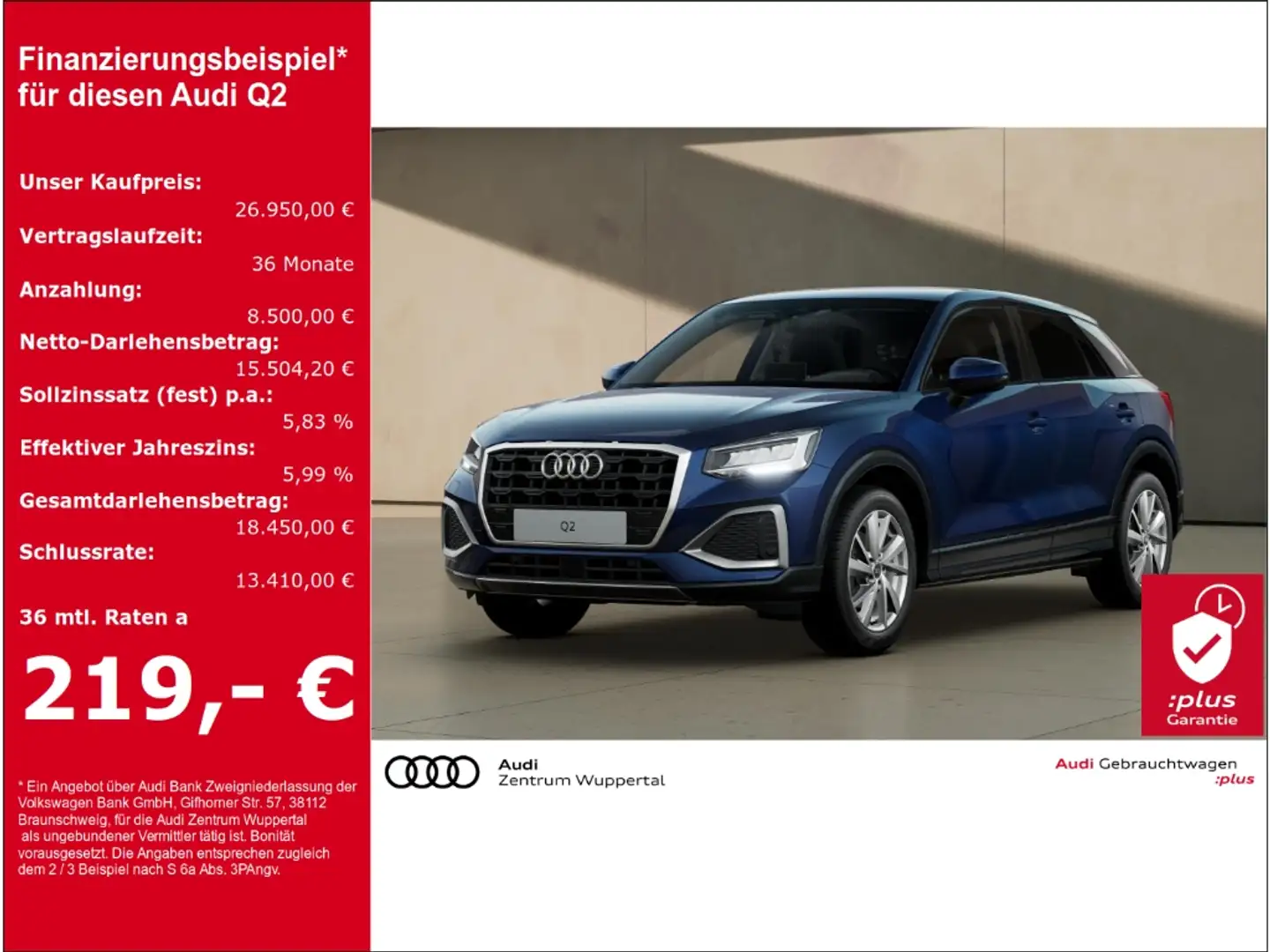 Audi Q2 30 TFSI AHK VITRUAL GRA LED SHZ SMARTPHONE Advance Bleu - 1