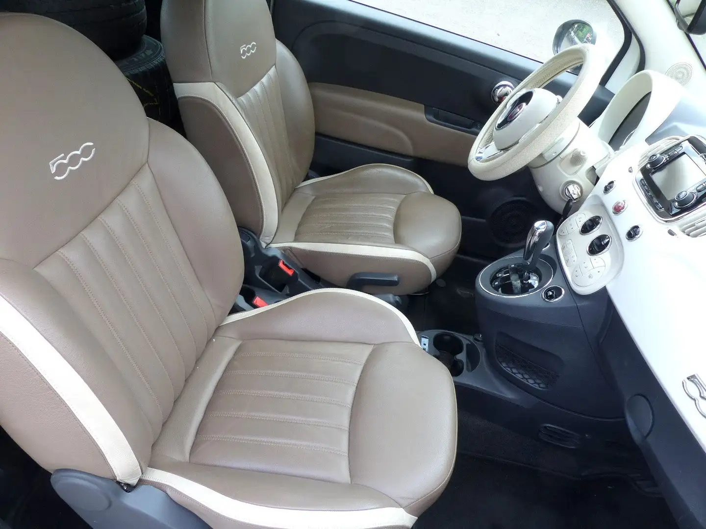 Fiat 500 Automatik/Glasdach/Leder/Navi/Xenon Weiß - 2