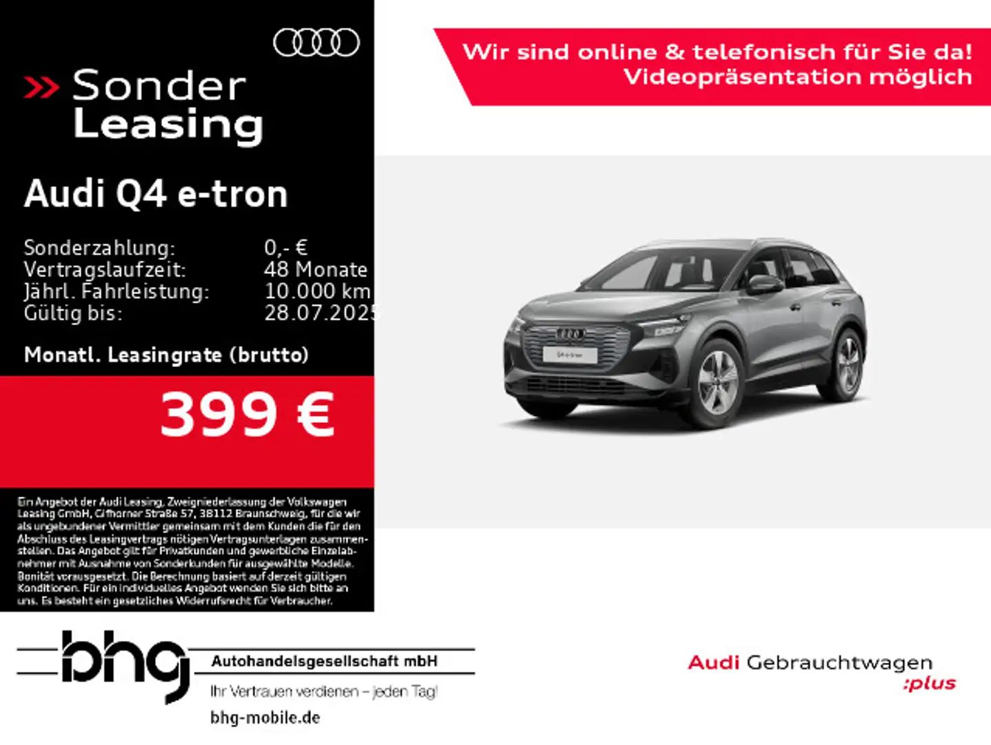 Audi Q4 e-tron 45 Assist Stadt+Advanced Funktion 3zSt Grau - 1