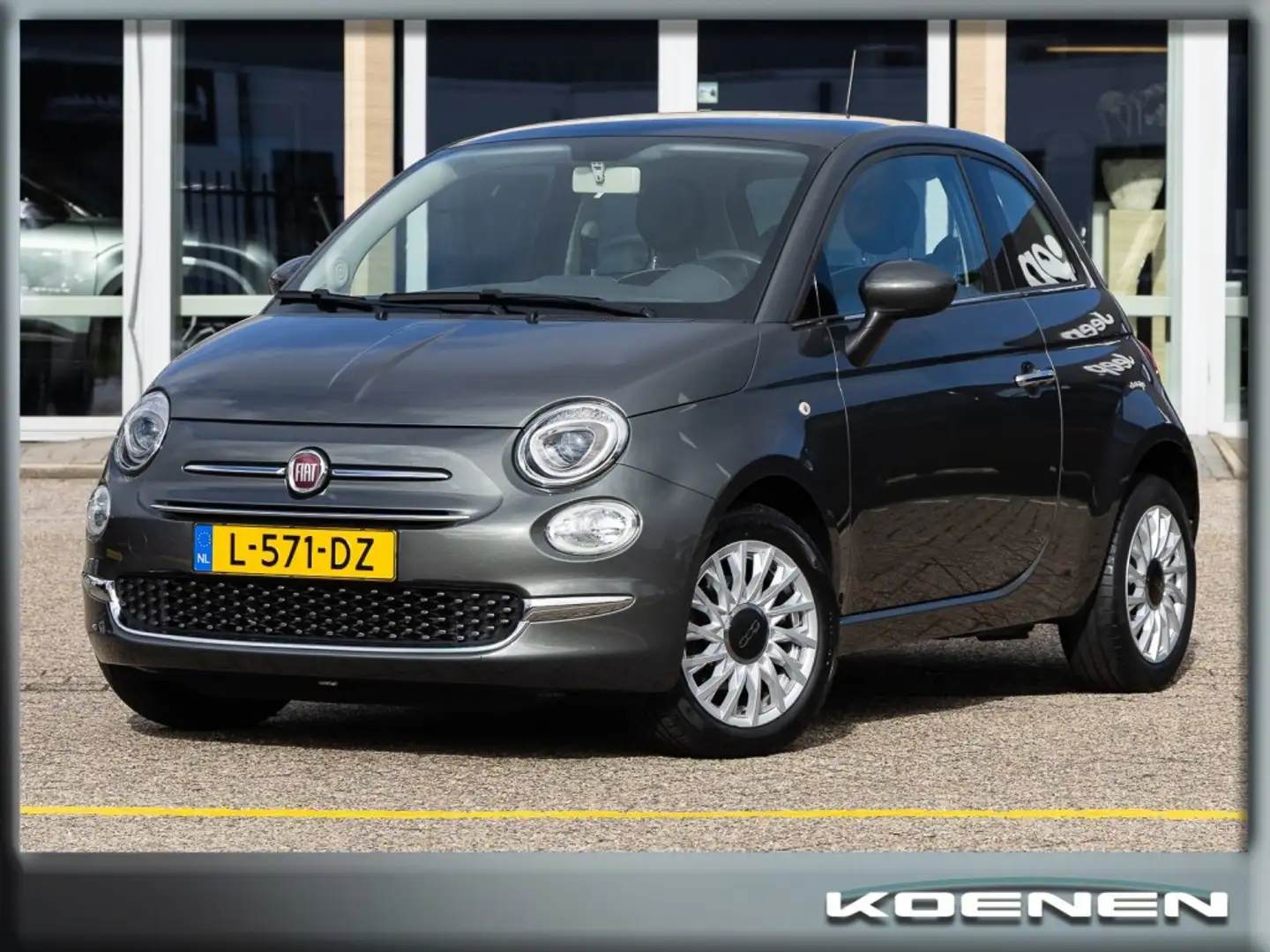Fiat 500 1.2 LOUNGE/ 4 Cilinder/ Panoramadak/ Grijs - 1