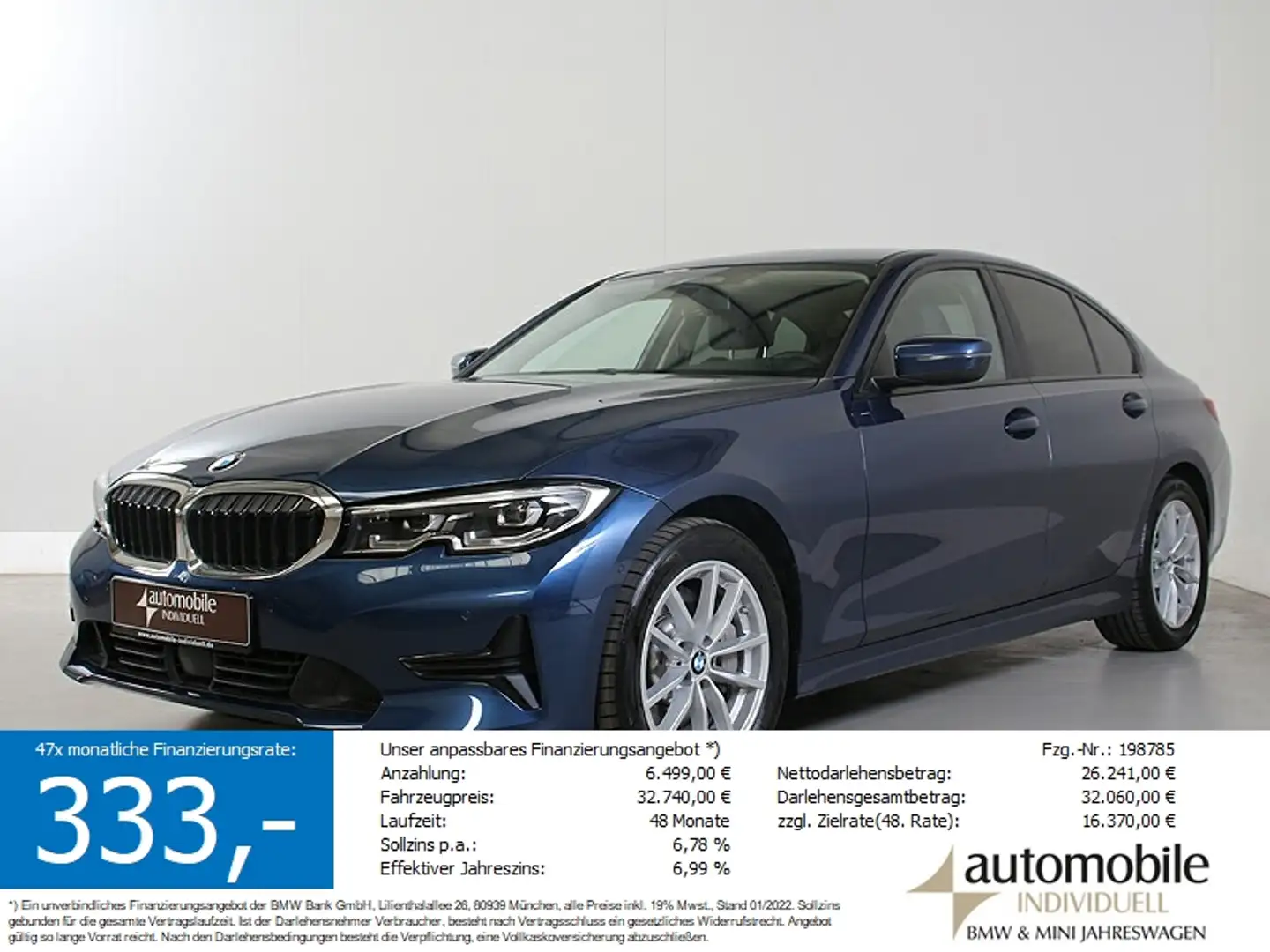 BMW 330 i A Advantage ACC H&K DAB LED LiveCockpitPro Bleu - 1