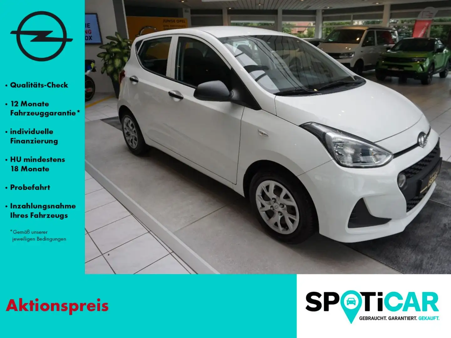 Hyundai i10 Basis KLIMAANLAGE, BORDCOMPUTER, ISOFIX Bianco - 1