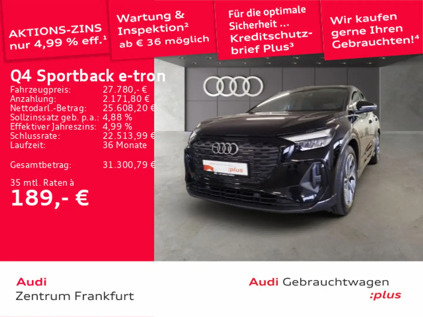 Audi Q4 e-tron Q4 Sportback 40 e-tron LED ACC DAB VC Schwarz - 1