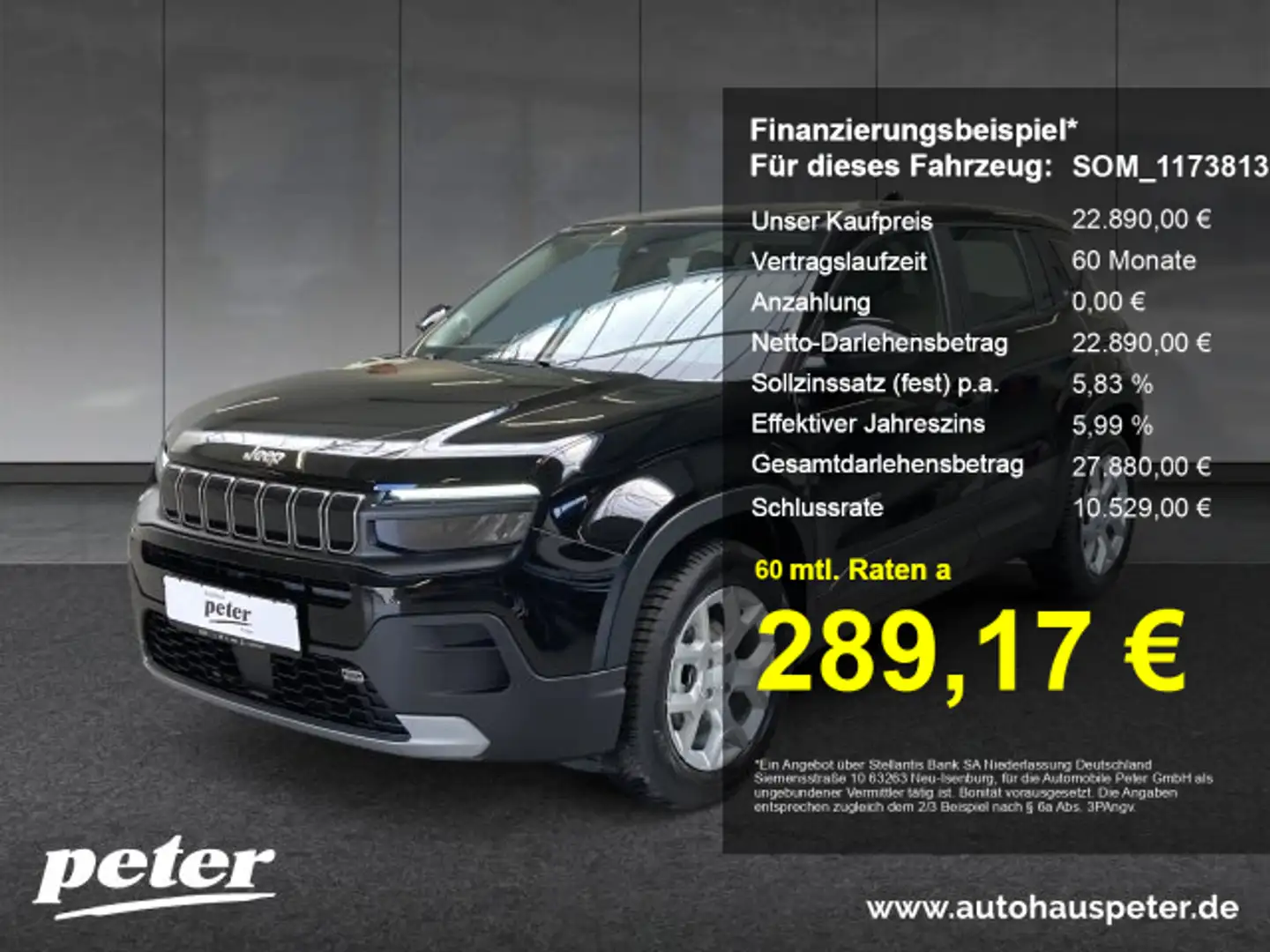 Jeep Avenger Avenger Benziner MY24 Altitude 1.2 T3 MT FWD Schwarz - 1