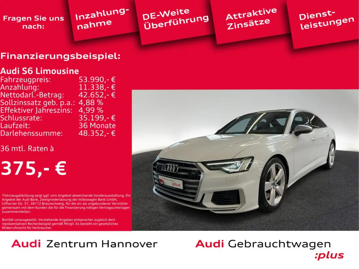 Audi S6 Limousine 3.0 TDI quattro Matrix Pano B&O Kamera A Weiß - 2