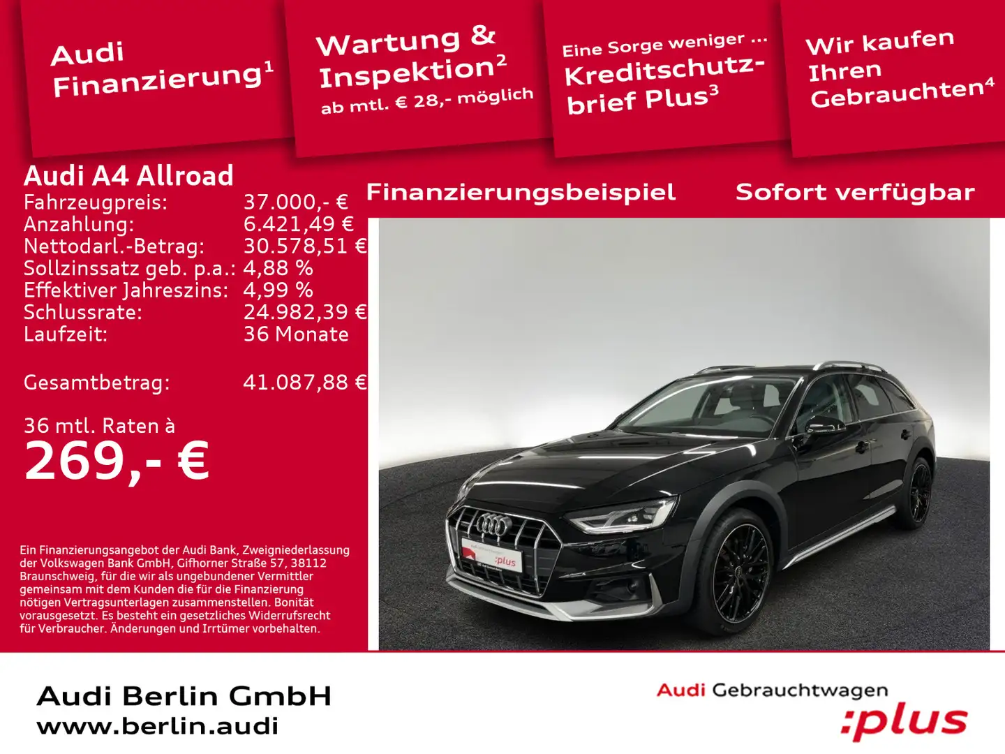 Audi A4 allroad quattro 40 TDI S tr. LED AHK RFK NAVI Schwarz - 1