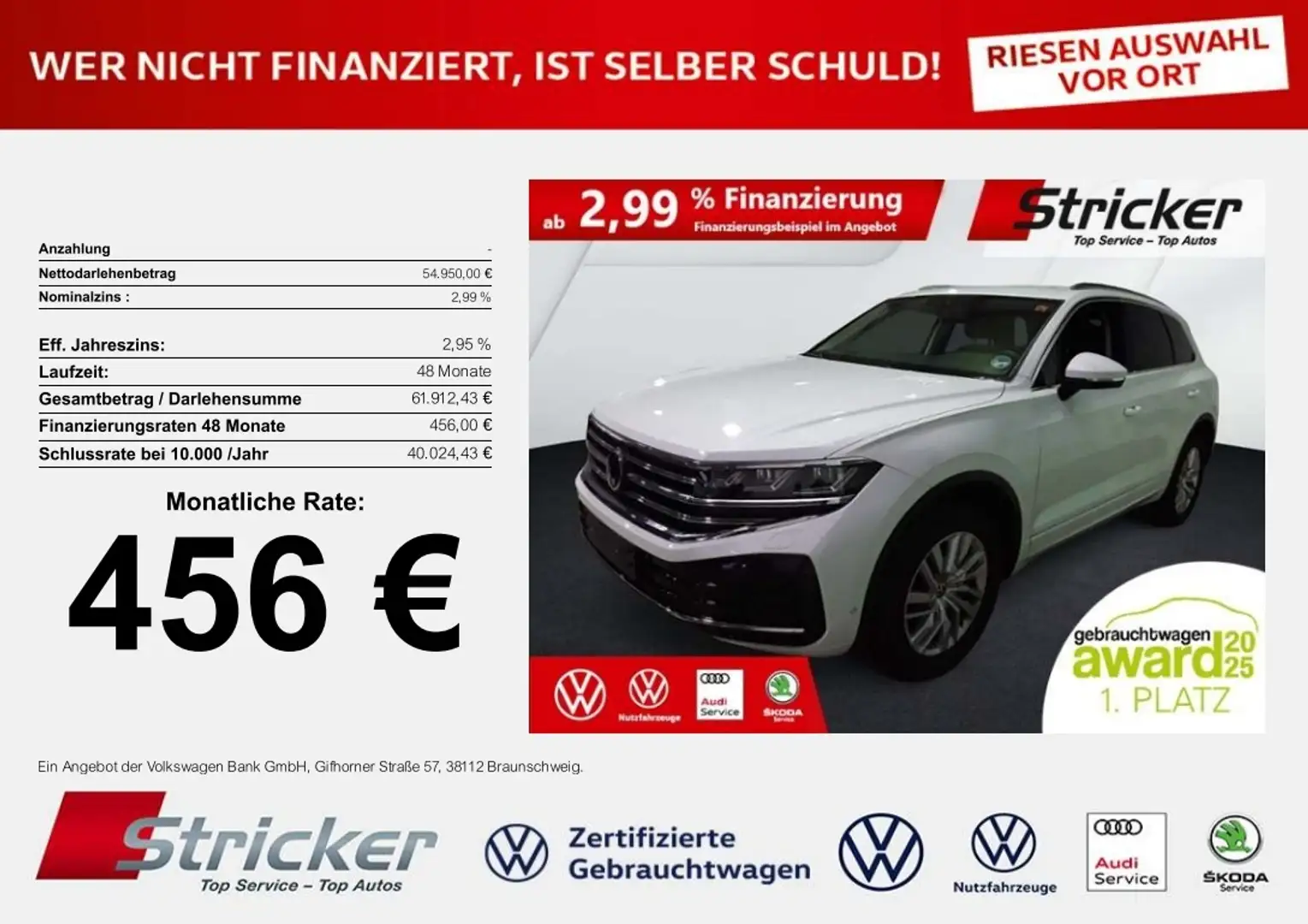 Volkswagen Touareg Elegance 3.0TDI 456,-ohne Anzahlung AHK Luft App- Weiß - 2