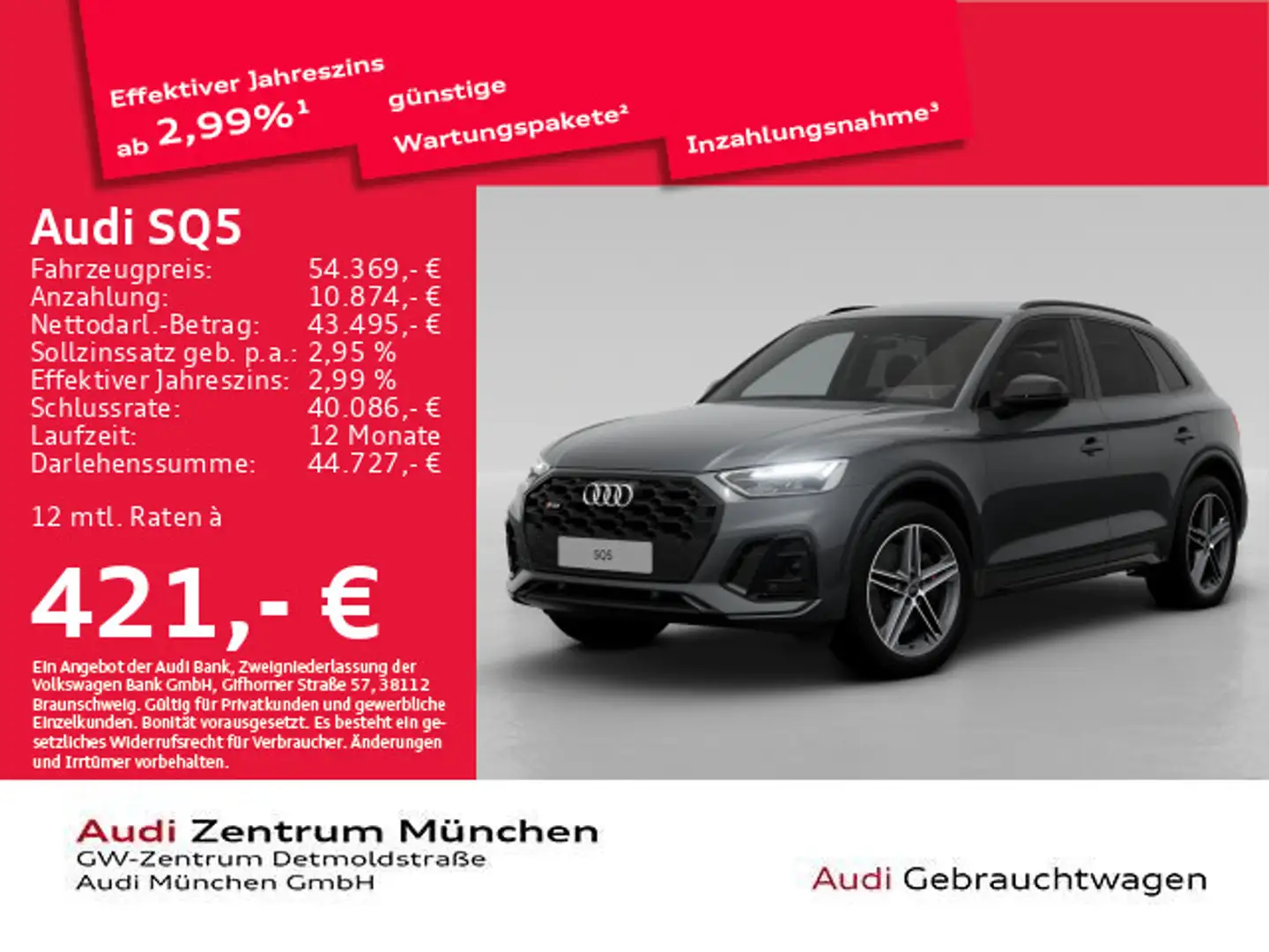 Audi SQ5 TDI tiptr. AHK/Navi+/Kamera/Virtual+ Grau - 1