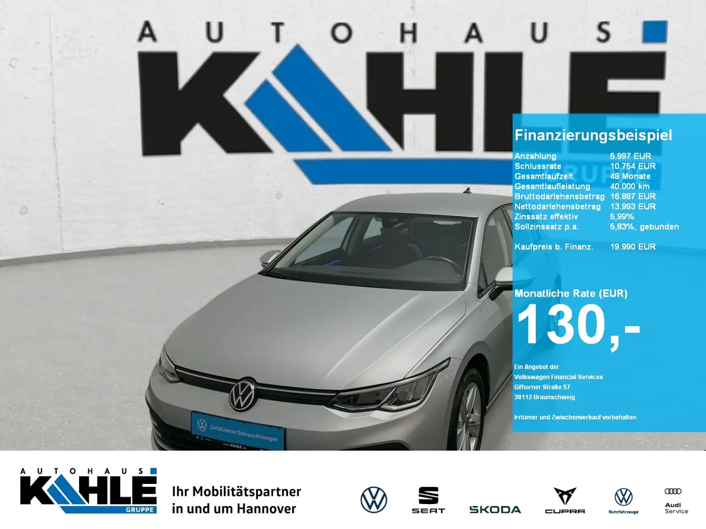Volkswagen Golf Life 2.0 TDI SCR 85 kW 7-Gang-DSG Argent - 1
