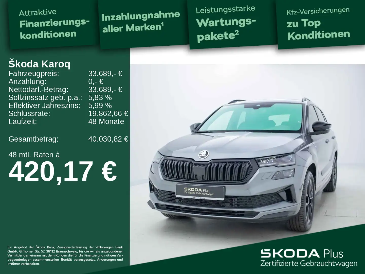 Skoda Karoq 2.0 TDI DSG*SPORTLINE*4x4*APP*LED*VC*360°* Grau - 1