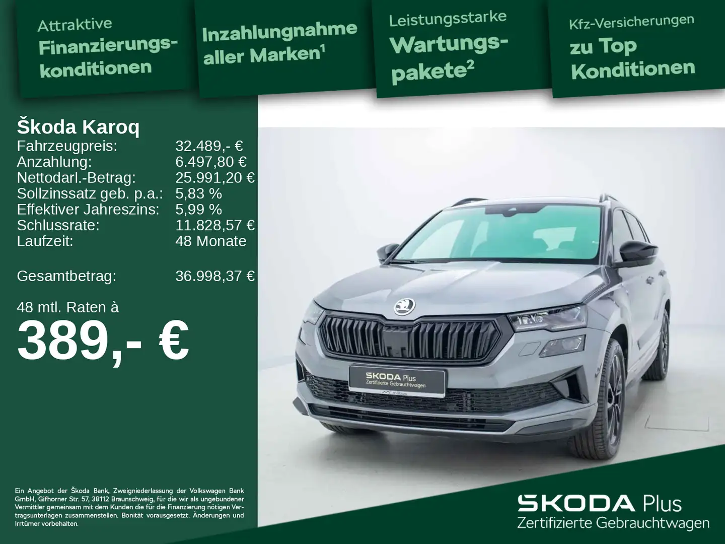 Skoda Karoq 2.0 TDI DSG*SPORTLINE*4x4*APP*LED*VC*360°* Gris - 1