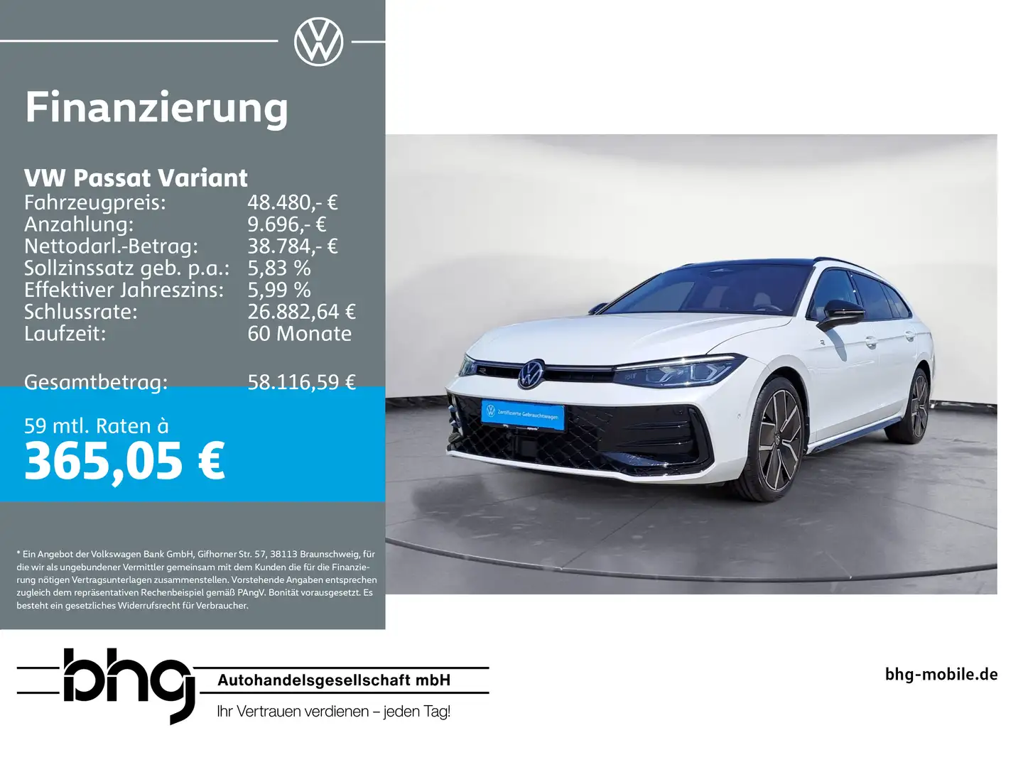 Volkswagen Passat Variant 2.0 TDI DSG 4Motion R-Line Standh Weiß - 1