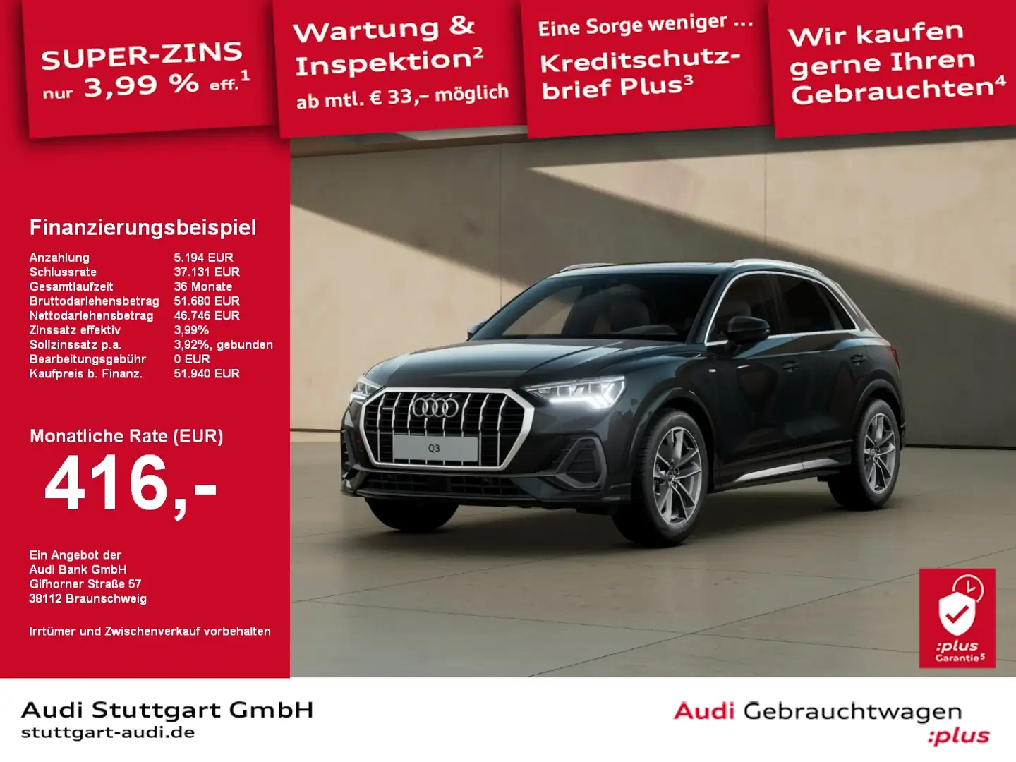 Audi Q3 S line 40 TDI quattro S tronic Standhzg.  Pano Schwarz - 1