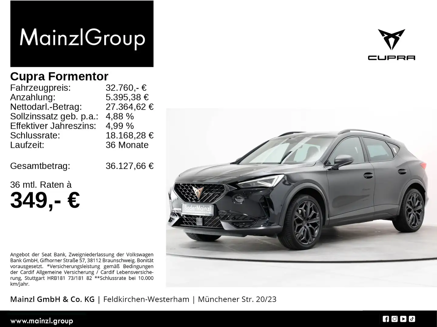 CUPRA Formentor 2.0 TSI 4D DSG VZ Matrix Beats ACC Schwarz - 1