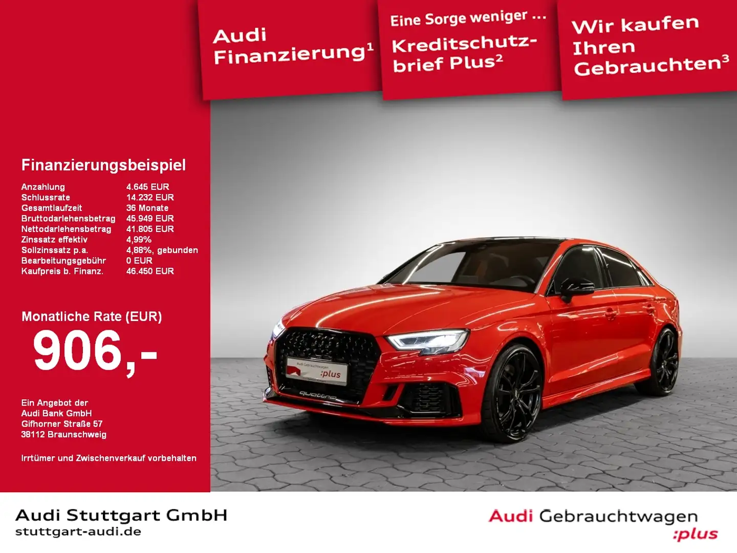 Audi RS3 RS 3 Limousine 2.5 TFSI quattro Matrix Pano B&O Rot - 1