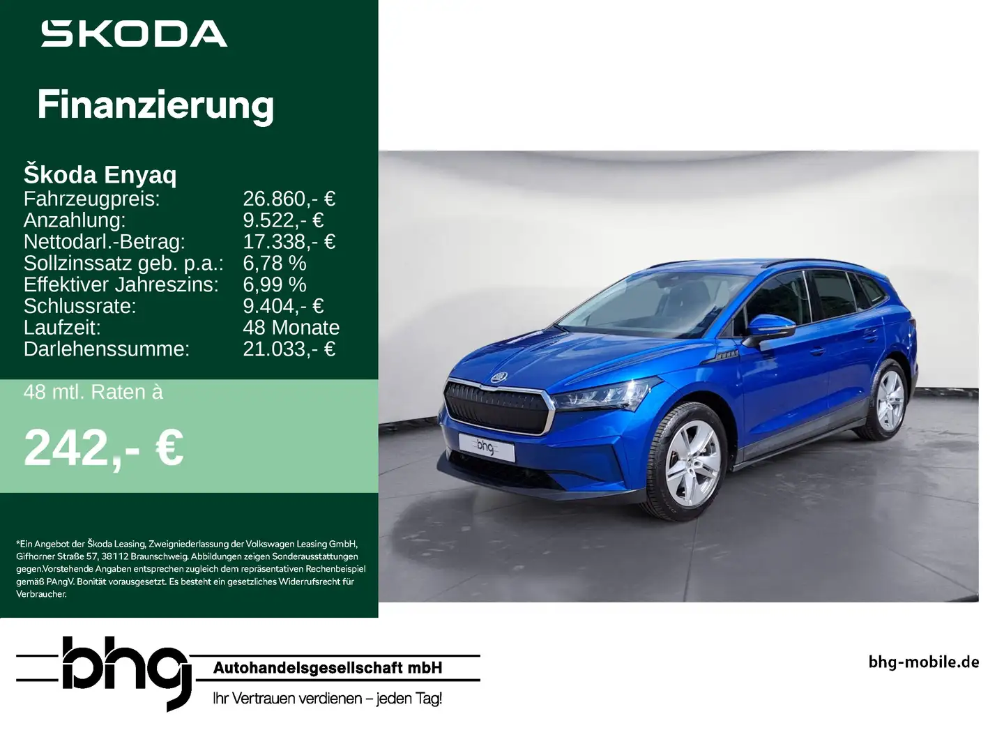 Skoda Enyaq iV 60 Pano Sitzheizung Navi Klima Blau - 1
