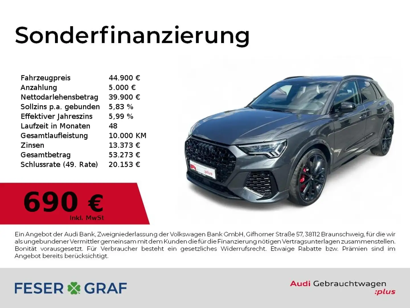 Audi RS Q3 S tronic Vmax280/Matrix360°Cam/RS-AGA Gris - 1
