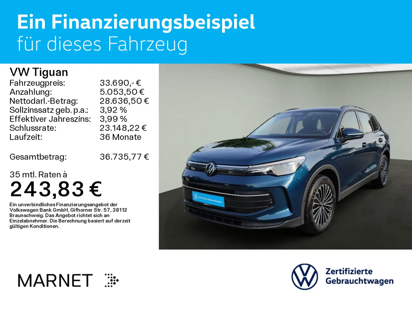 Volkswagen Tiguan Life 1.5 eTSI 96kW DSG*NAVI*AHK*KAMERA*AS Blau - 2