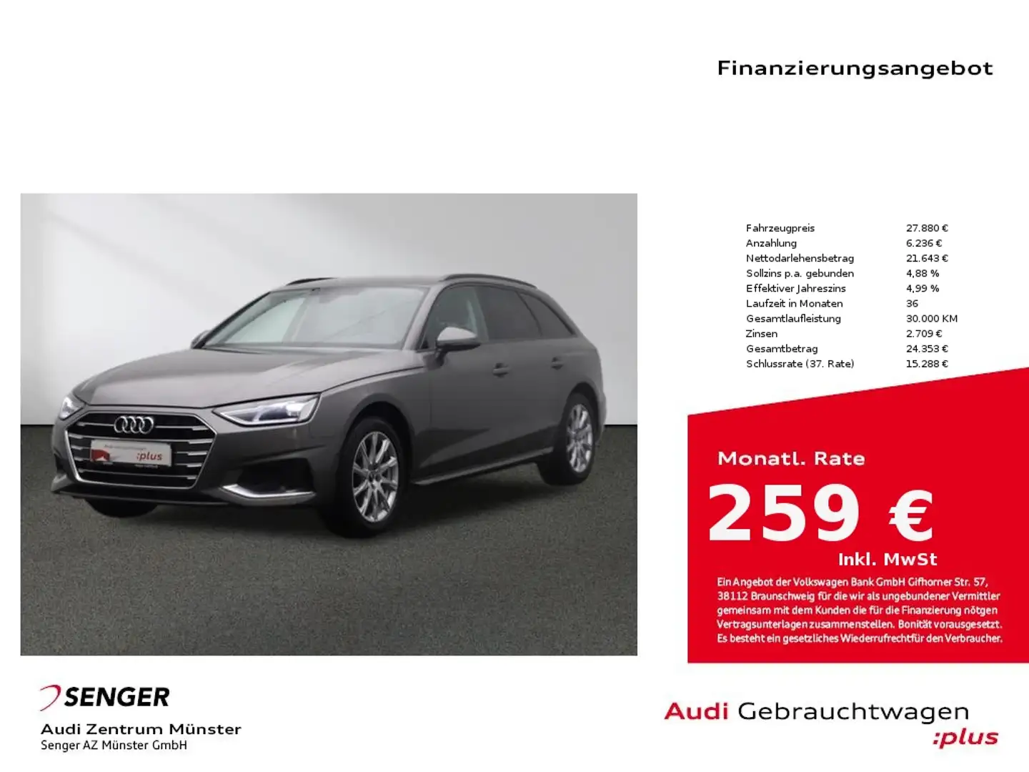 Audi A4 Avant 35 TFSI advanced MMI Navi LED Kamera Grau - 1