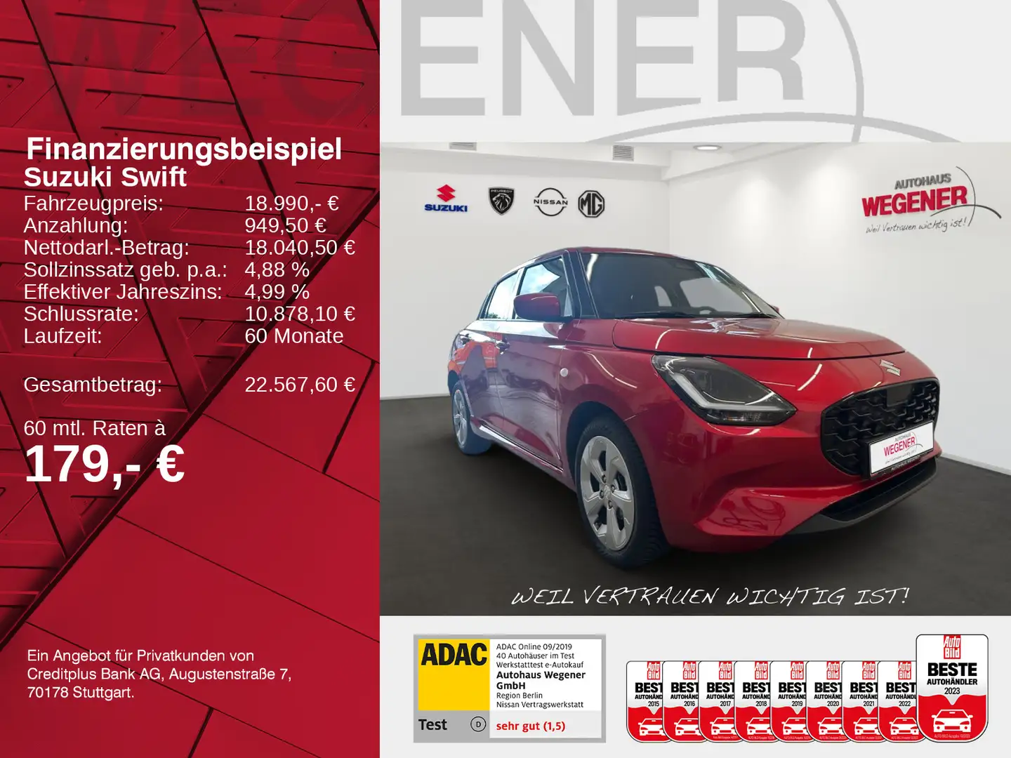 Suzuki Swift SWIFT VVT Hybrid 1.2 CVT LED NAVI KAM SHZ Rouge - 2