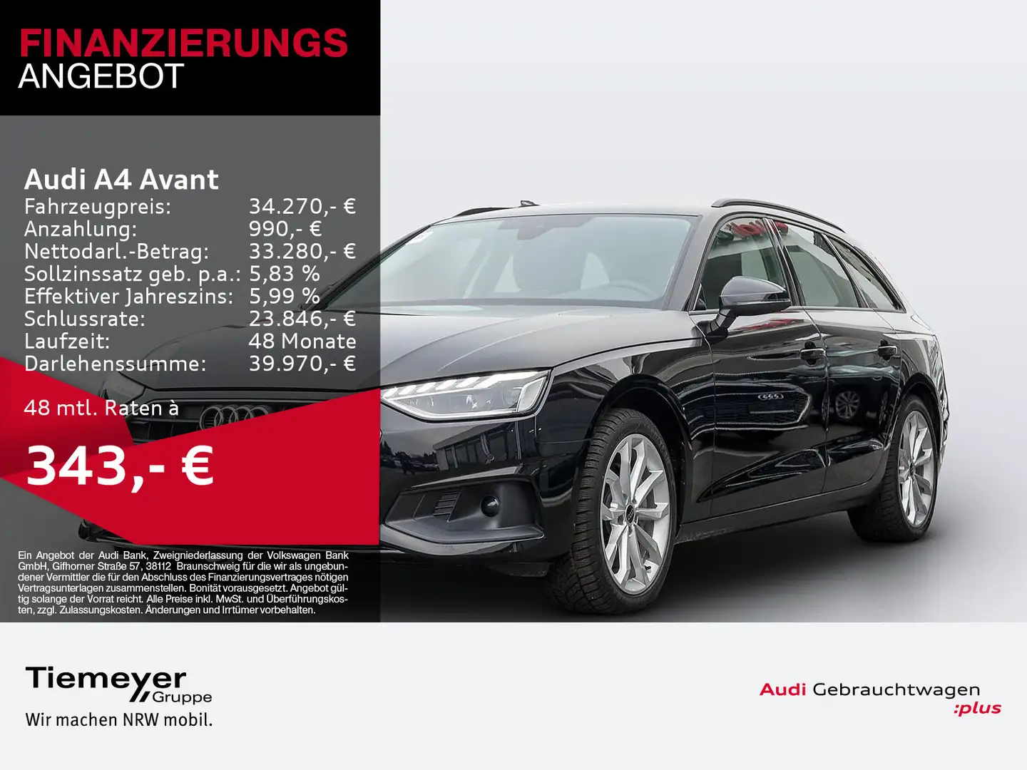 Audi A4 40 TFSI AHK BUSINESS LM19 Schwarz - 1