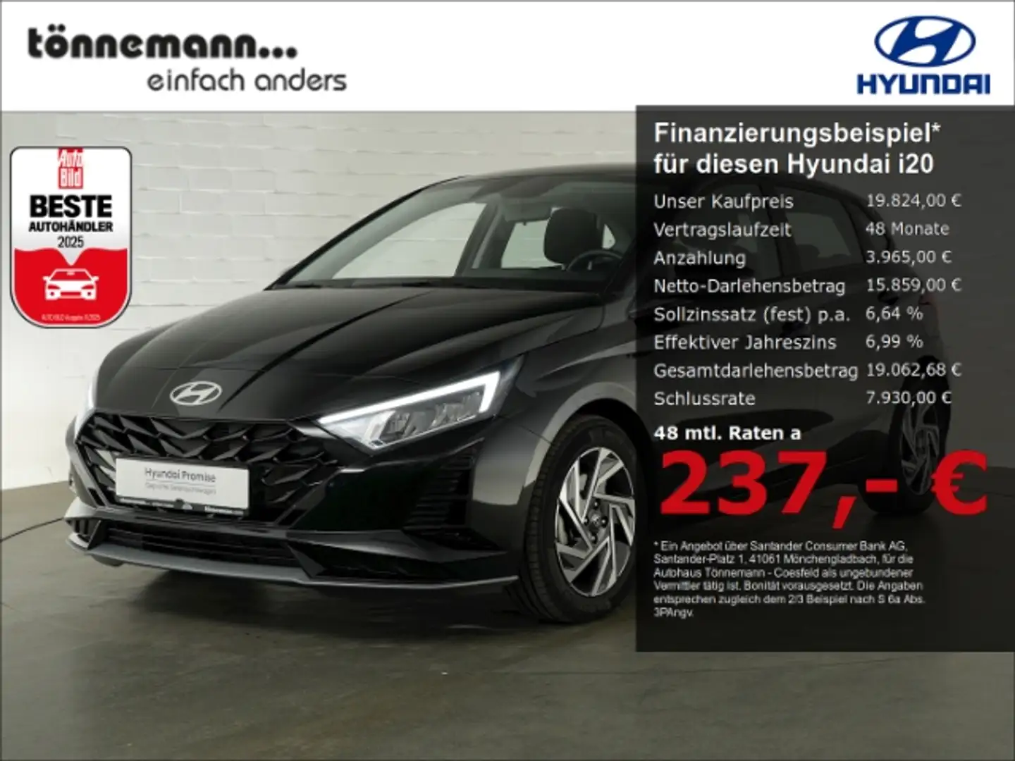 Hyundai i20 FACELIFT T-GDI TREND+VOLL LED+NAVI+RÜCKFAHRKAMERA+ Zwart - 1