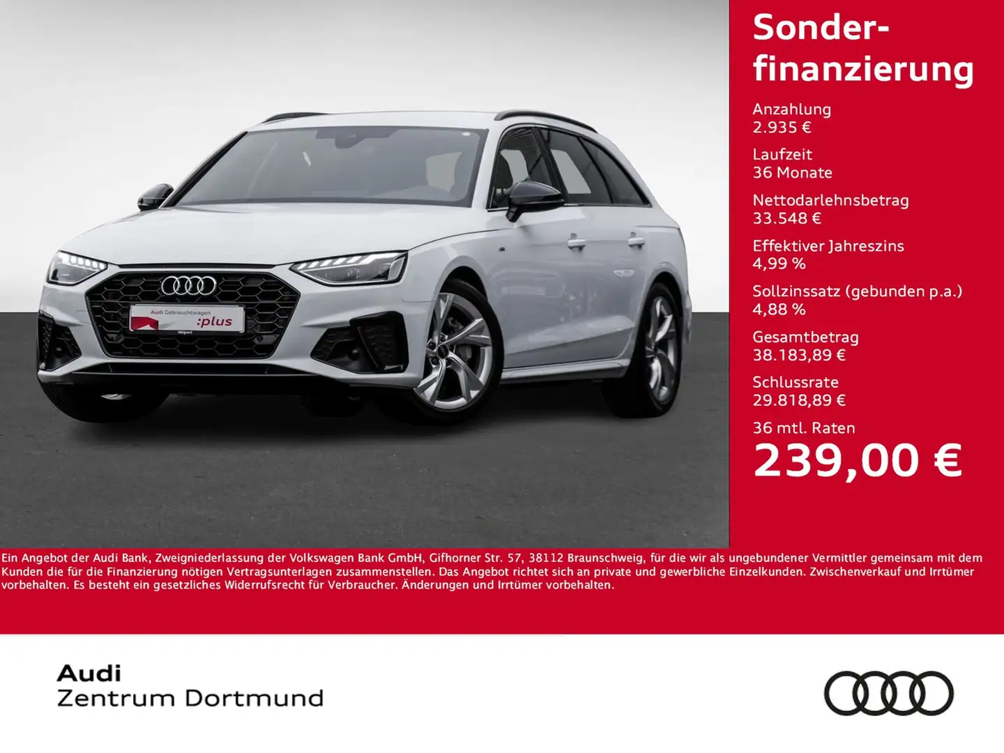 Audi A4 Avant 40 S LINE BLACKPAK CAM ACC LM18 EKLAPPE Weiß - 1