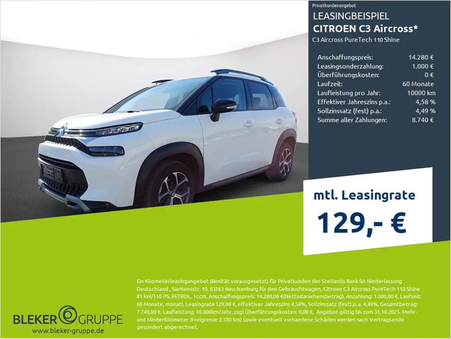 Citroen C3 Aircross PureTech 110 Shine Blanc - 1