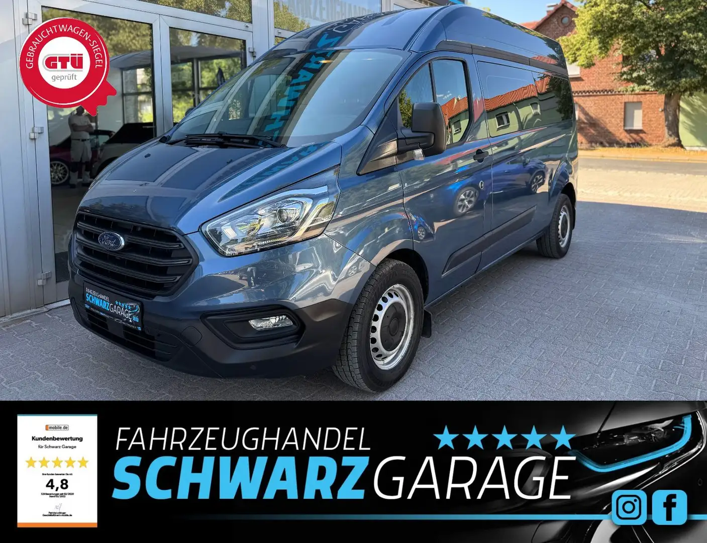 Ford Transit /Tourneo Custom Kombi 320 L2*LED*RAMPE* Bleu - 1