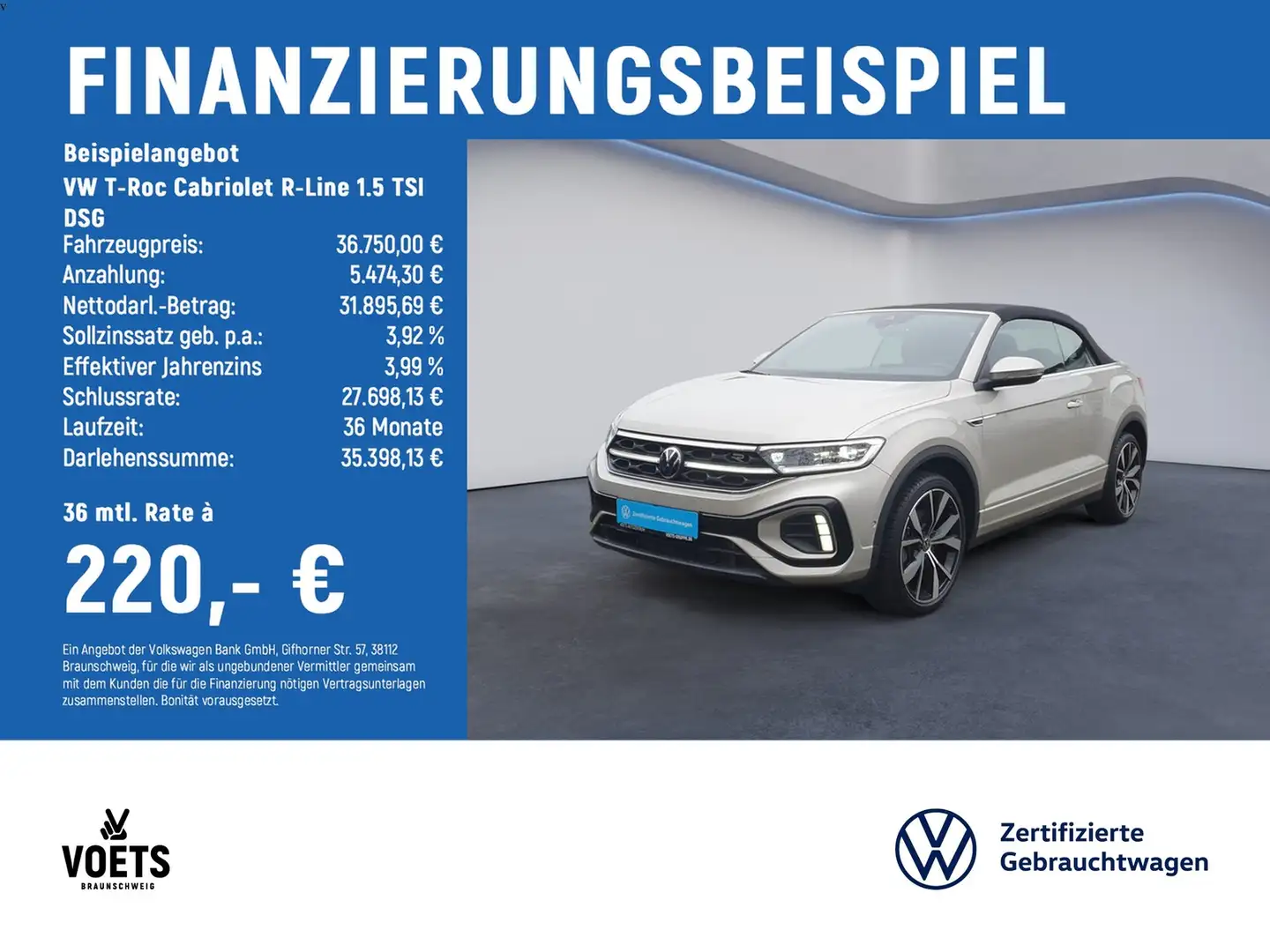 Volkswagen T-Roc Cabriolet R-Line 1.5 TSI DSG MATRIX-LED+RearVie... Silber - 2