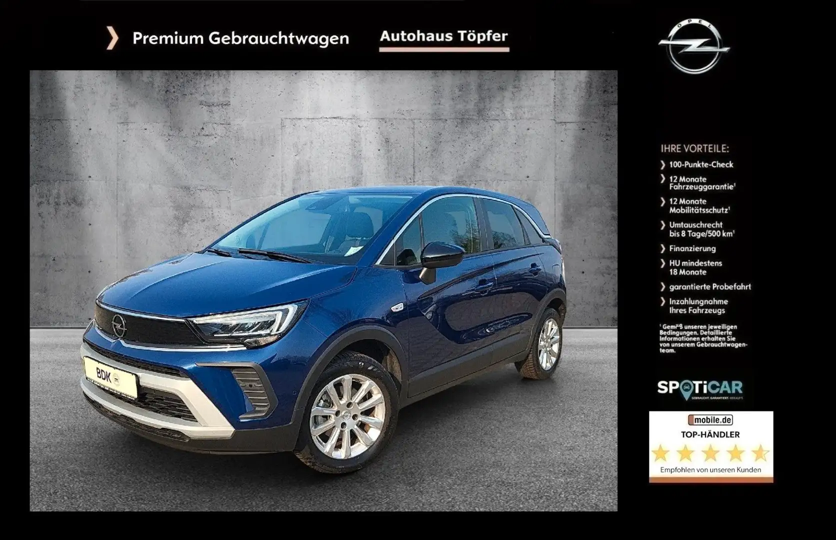 Opel Crossland X Premium "Elegance" Garantie/Navi Blauw - 1