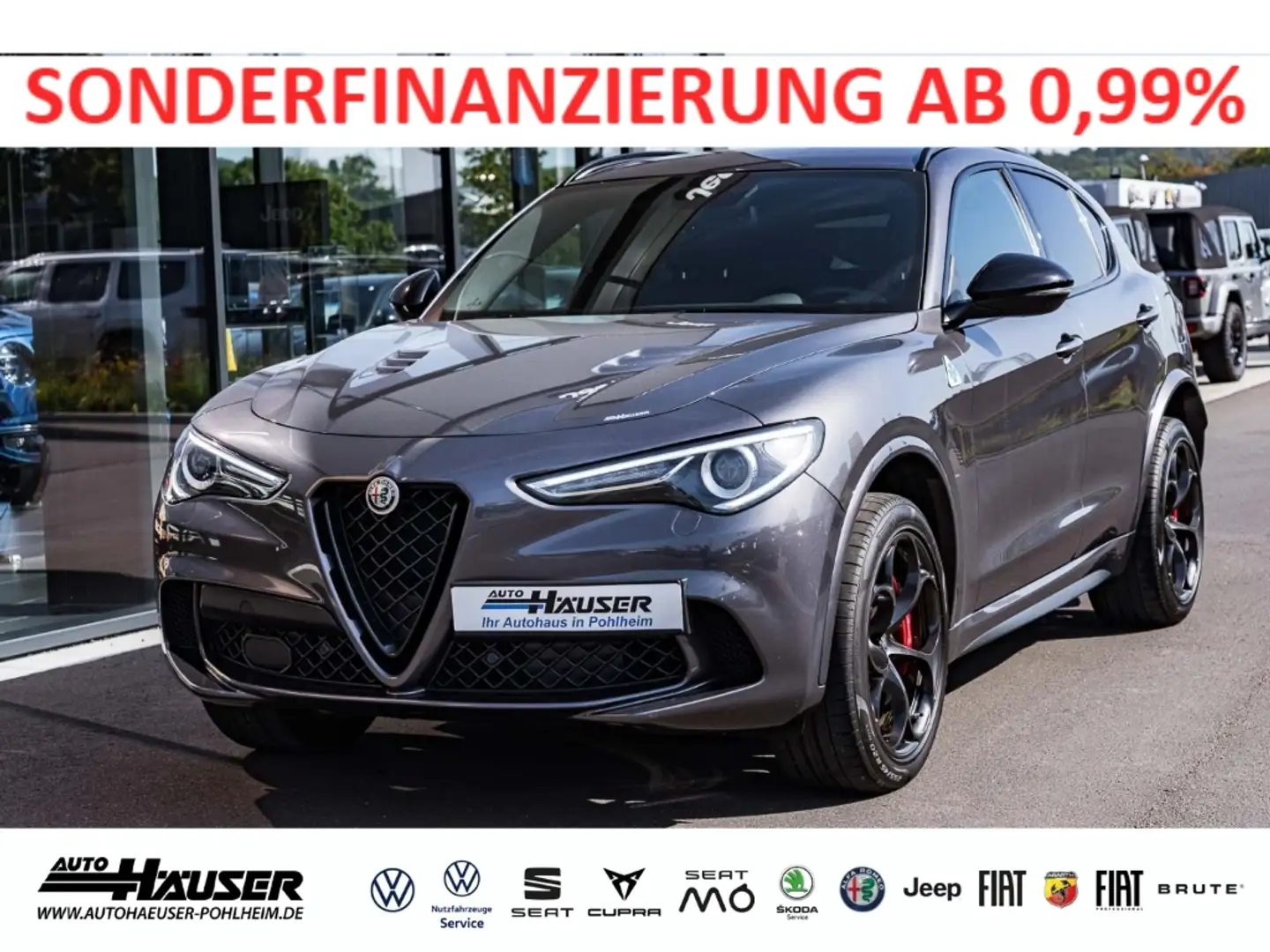 Alfa Romeo Stelvio Quadrifoglio Q4 2.9 V6 Bi-Turbo HARMANN-KARDON ASS Grijs - 1