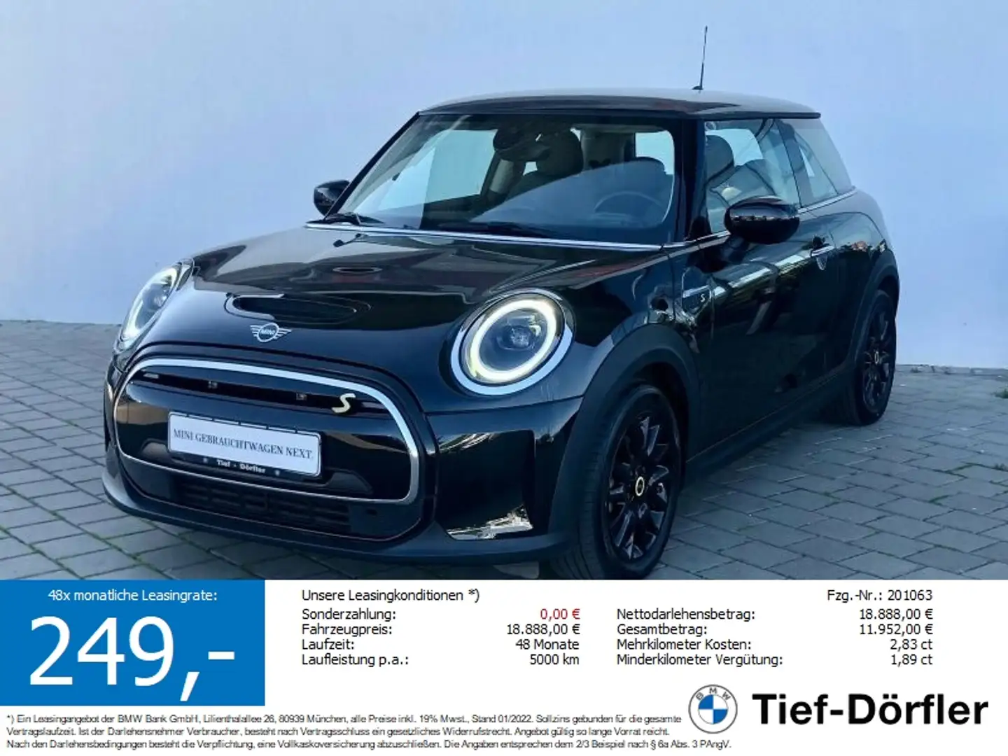 MINI Cooper SE Leasing mtl.249€/Schnell-Laden/AppleC Schwarz - 1