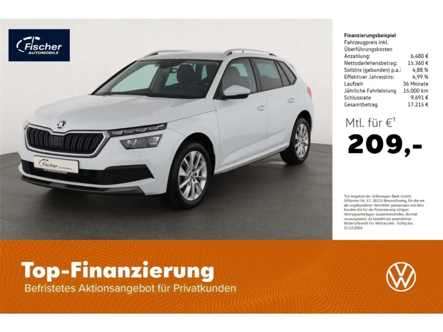 Skoda Kamiq 1.0 TSI Style DSG AHK/LED/NAV/RFK/PDC/SH Weiß - 1