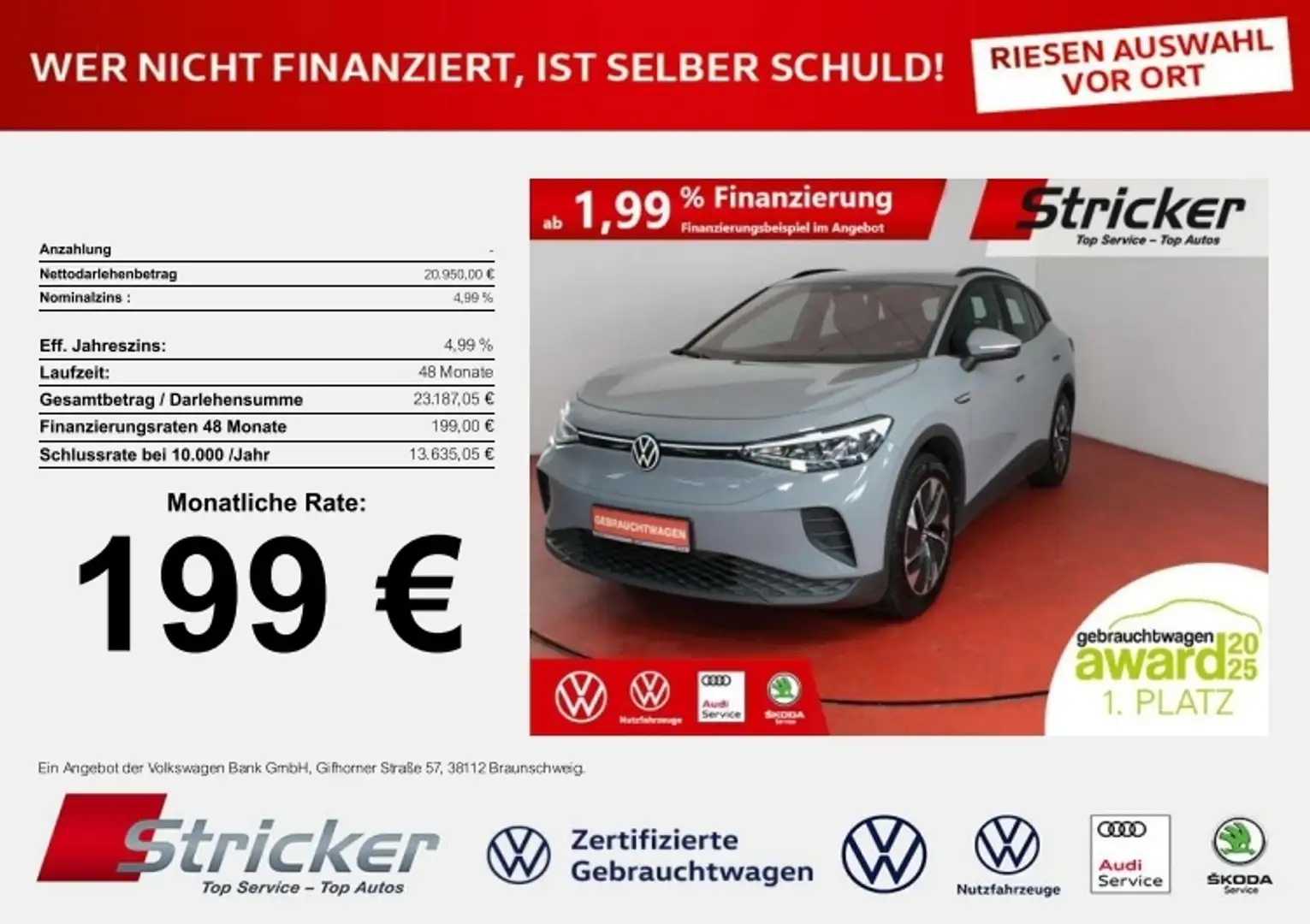 Volkswagen ID.4 Pure 109/52 199,-ohne Anzahlung Navi Sitzheizung Grau - 1