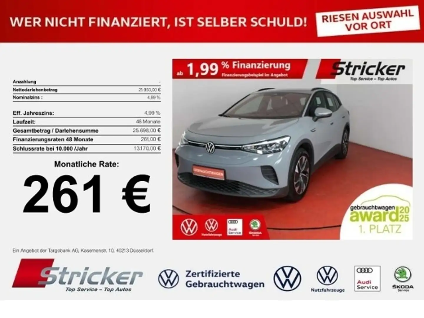 Volkswagen ID.4 Pure 109/52 261,-ohne Anzahlung Navi Sitzheizung Grau - 1