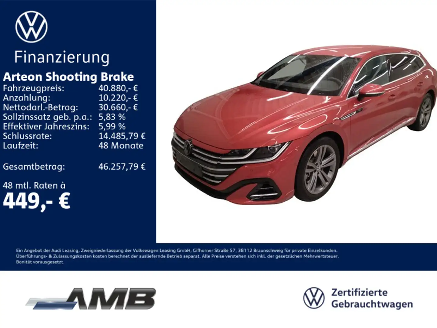 Volkswagen Arteon R-Line 2.0 TSI IQ.L/02.30G Rot - 1