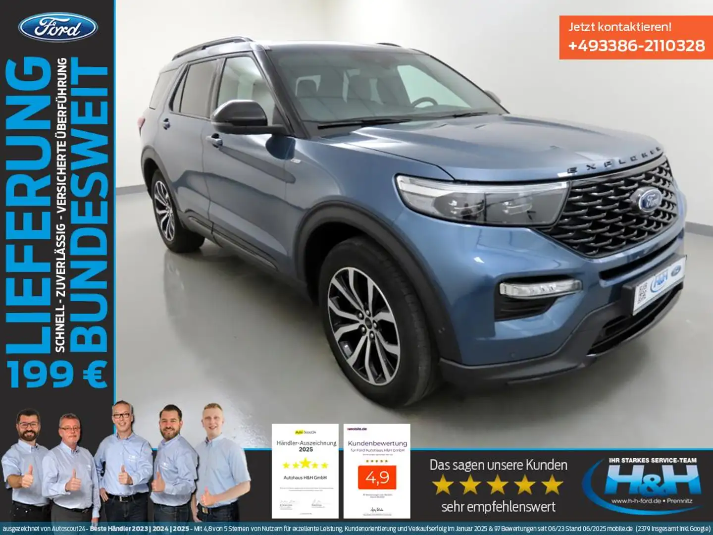 Ford Explorer 3.0 Plug-in-Hybrid ST-Line LED+iACC+AHK Синий - 1