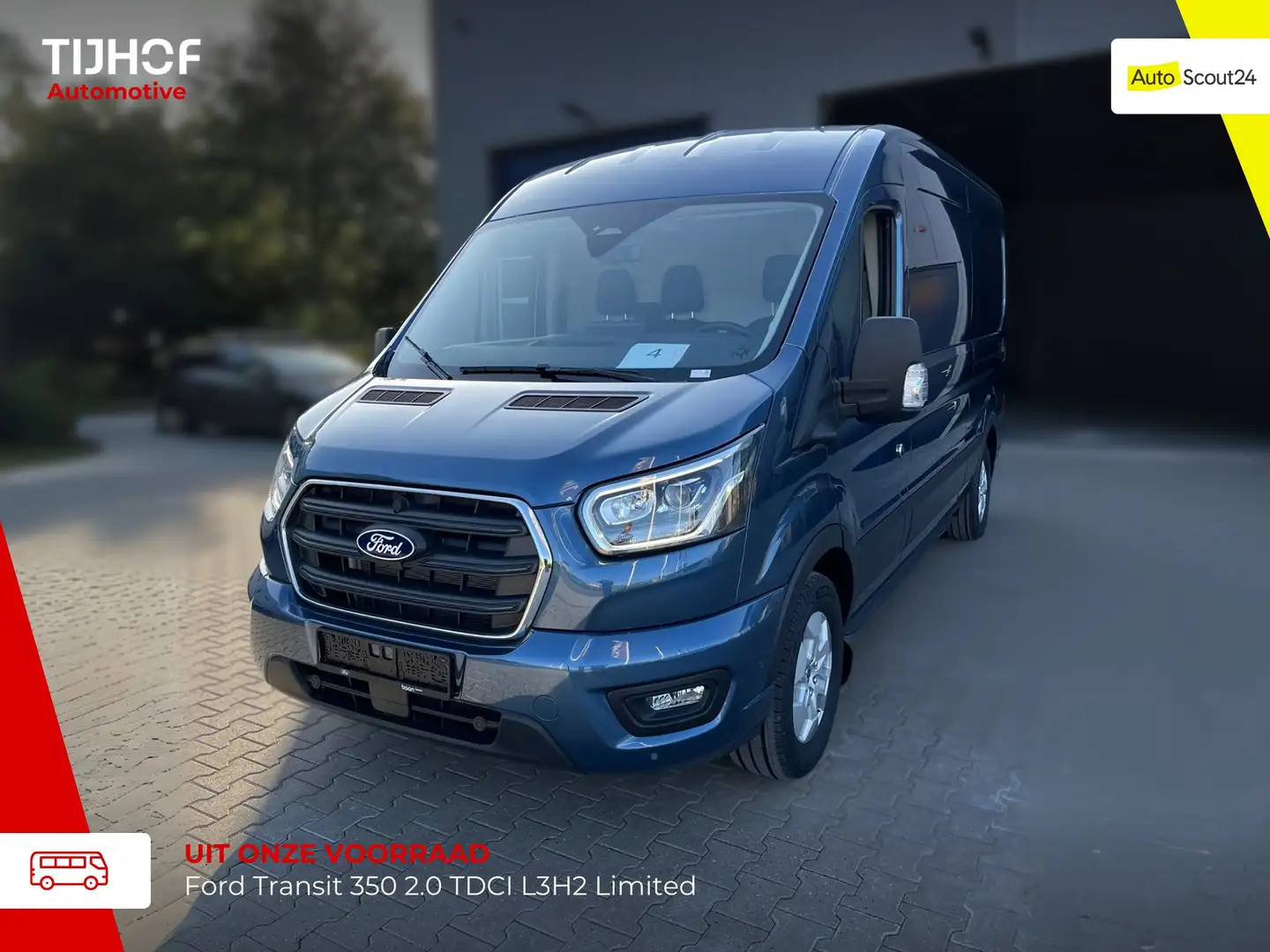 Ford Transit 350 2.0 TDCI L3H2 Limited Blauw - 1