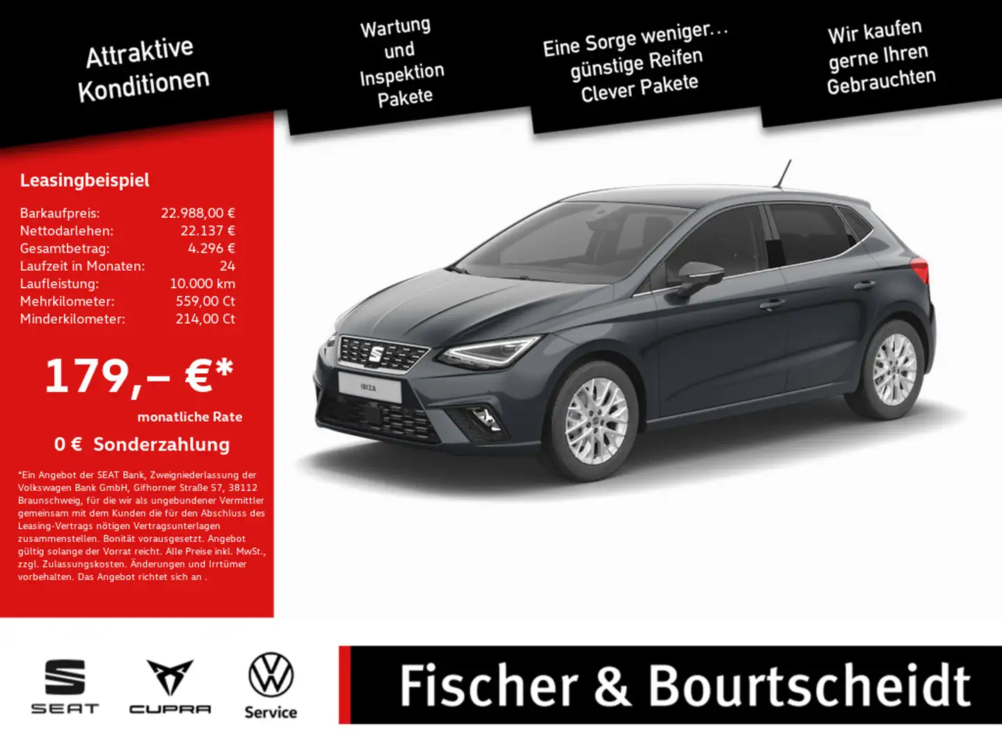 SEAT Ibiza 1.0 TSI Xcellence NAVI ACC FACEL. LED Grau - 1