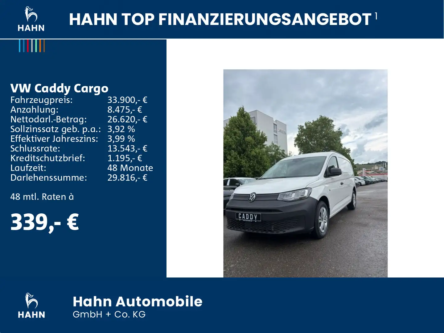 Volkswagen Caddy Cargo Maxi 2,0 l 75 kW Klima Heckflügeltür Weiß - 2