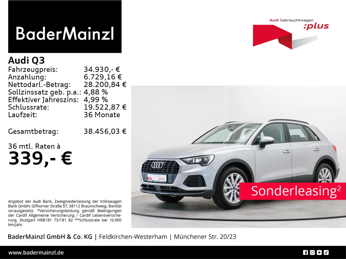 Audi Q3 35 TFSI S tronic LED Navi SHZ Virtual ACC Silber - 1